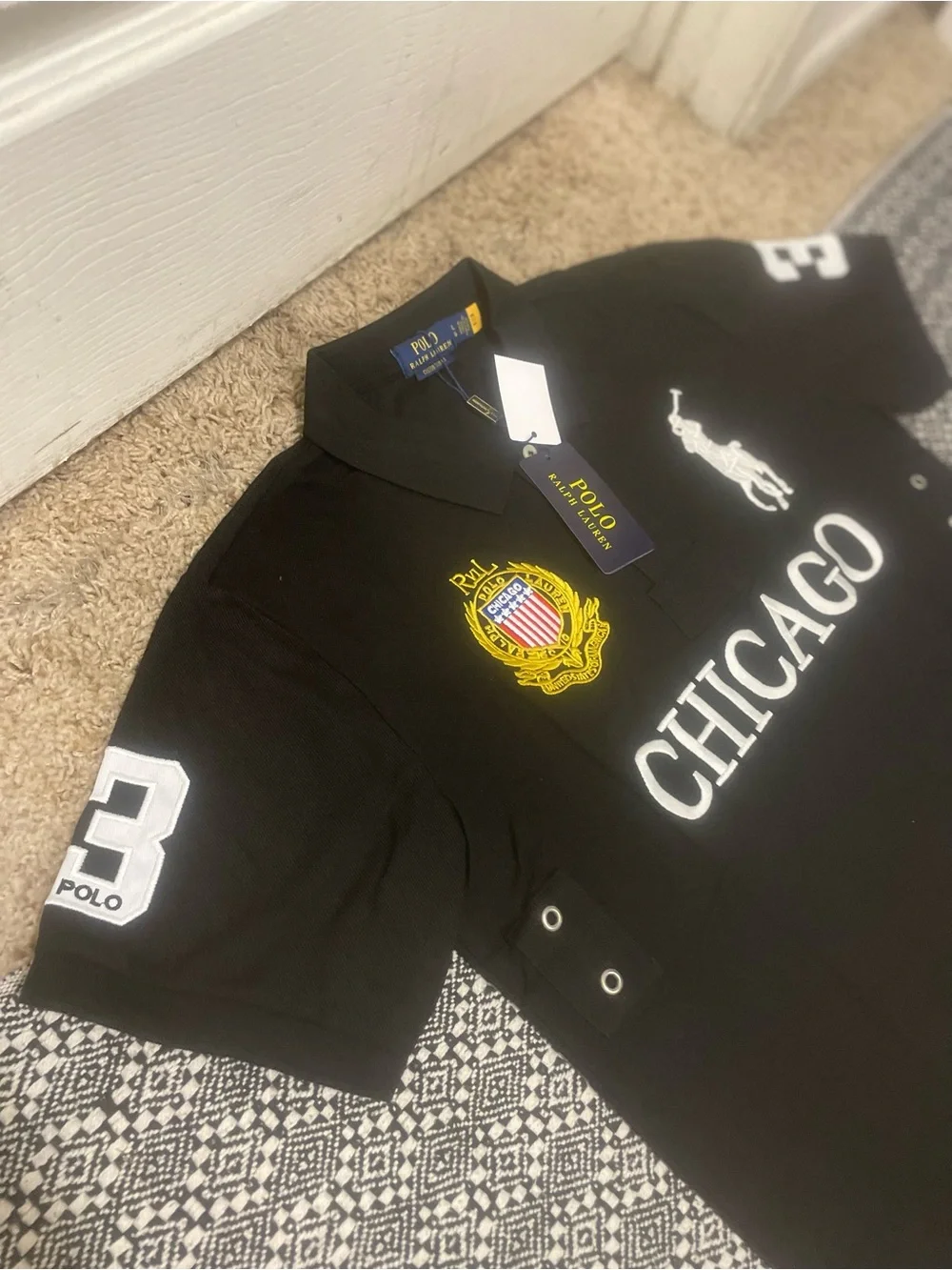 Ralph Lauren Black Chicago Logo Polo Shirt